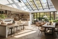 Scandinavian kitchen flooded with natural light through large windows