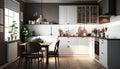 Scandinavian kitchen interior wall mock up Ai generative Royalty Free Stock Photo