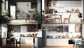 Scandinavian kitchen interior wall mock up Ai generative Royalty Free Stock Photo