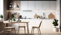 Scandinavian kitchen interior wall mock up Ai generative Royalty Free Stock Photo