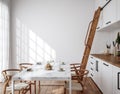 Scandinavian kitchen interior, wall mock up