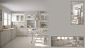 Scandinavian kitchen presentation with copy space and details closeup, architect interior designer concept idea, sample text