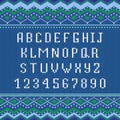 Scandinavian knitted ornament font vector