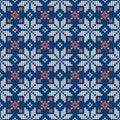 Scandinavian knitted seamless pattern. Norwegian sweater with snowflakes