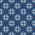 Scandinavian knitted seamless pattern. Norwegian sweater with snowflakes