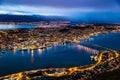 Tromso night city panoramic view street light Norway