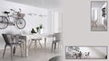 Scandinavian living room presentation with copy space and details closeup, architect interior designer concept idea, sample text