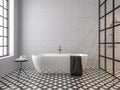 Scandinavian loft style bathroom 3d render