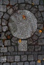 Scandinavian manhole in its urban surrounding.