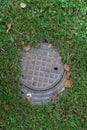 Scandinavian manhole in its urban surrounding.