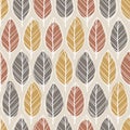 Scandinavian minimalist seamless pattern with hand drawn leaves. Abstract spots and simple doodle lines in a pastel palette. Royalty Free Stock Photo