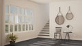 Scandinavian minimalistic lobby, entrance, hallway, modern inter