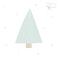 Scandinavian minimalistic postcard with Christmas tree. Light green tree hand drawn vector
