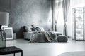 Scandinavian monochromatic gray bedroom design