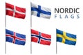 Scandinavian Nordic Flags Royalty Free Stock Photo