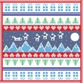 Scandinavian Nordic winter stitch, knitting christmas pattern in square Royalty Free Stock Photo