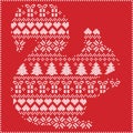 Scandinavian Norwegian style winter stitching knitting christmas pattern in in squirrel shape including snowflakes, hearts 1