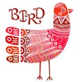 Scandinavian ornate boho style bird