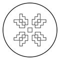 Scandinavian pattern icon outline black color vector in circle round illustration flat style image Royalty Free Stock Photo