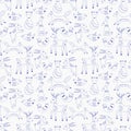 Vector pattern in Scandinavian style.Forest animals In blue. Royalty Free Stock Photo