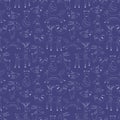Vector pattern in Scandinavian style.Forest animals In blue. Royalty Free Stock Photo