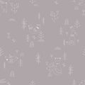 Vector pattern in Scandinavian style.Forest animals In gray. Royalty Free Stock Photo