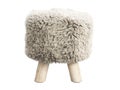 Scandinavian pouf with a fur seat and wooden legs. 3d render