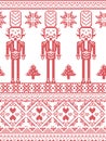 Scandinavian Printed Textile style and inspired by Norwegian Christmas and festive winter seamless pattern with Nutcrackers