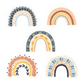 Scandinavian rainbow set illustration isolated on white background. Cute vector pastel rainbows for children`s room wall decor, Royalty Free Stock Photo