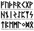 Scandinavian runes black letters on white background lettering name
