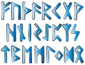 Scandinavian runes blue gradient letters on white background