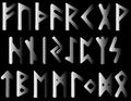 Scandinavian runes gray gradient letters on a black background