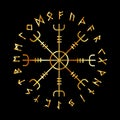 Scandinavian Runic Alphabet with the Vegvisir-the Magic Navigation Compass of ancient Vikings