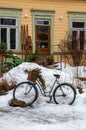 Scandinavian rural scene with vintage bicycle