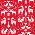 Scandinavian seamless folk art hand drawn pattern