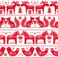 Scandinavian seamless folk art hand drawn pattern