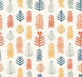 Scandinavian simple forest tree, vector seamless pattern. Modern design for textile fabric