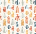 Scandinavian simple forest tree, vector seamless pattern. Modern design for textile fabric