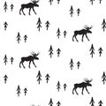 Scandinavian simple style black and white deer pattern.