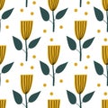 Scandinavian spring flower Vector kids seamless background pattern for baby shower, textile design. Simple texture for Royalty Free Stock Photo