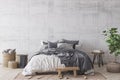 Scandinavian style bedroom mockup, home interior design, rustic gray room design