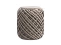 Scandinavian style cylindrical shape pouf with cross-hatched strands of thick felted yarn. 3d render