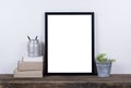 Scandinavian style empty photo frame mock up. Minimal home decor