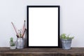 Scandinavian style empty photo frame mock up. Minimal home decor