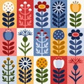 Scandinavian style floral rectangular summer vector pattern. Part four Royalty Free Stock Photo