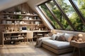 Scandinavian style interior design of modern study room. ia generated Royalty Free Stock Photo