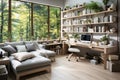 Scandinavian style interior design of modern study room. ia generated Royalty Free Stock Photo