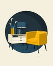 Scandinavian style interior vector illustration fragment