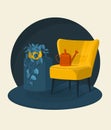 Scandinavian style interior vector illustration fragment