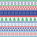 Scandinavian style and Nordic culture inspired winter textile style pattern including Christmas gifts, tree, snowflakes, snow